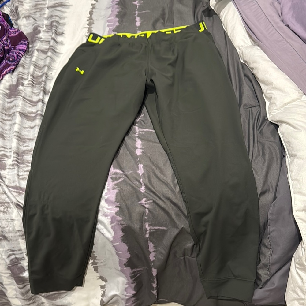 Under Armour Charcoal Pants with Bright Yellow Trim